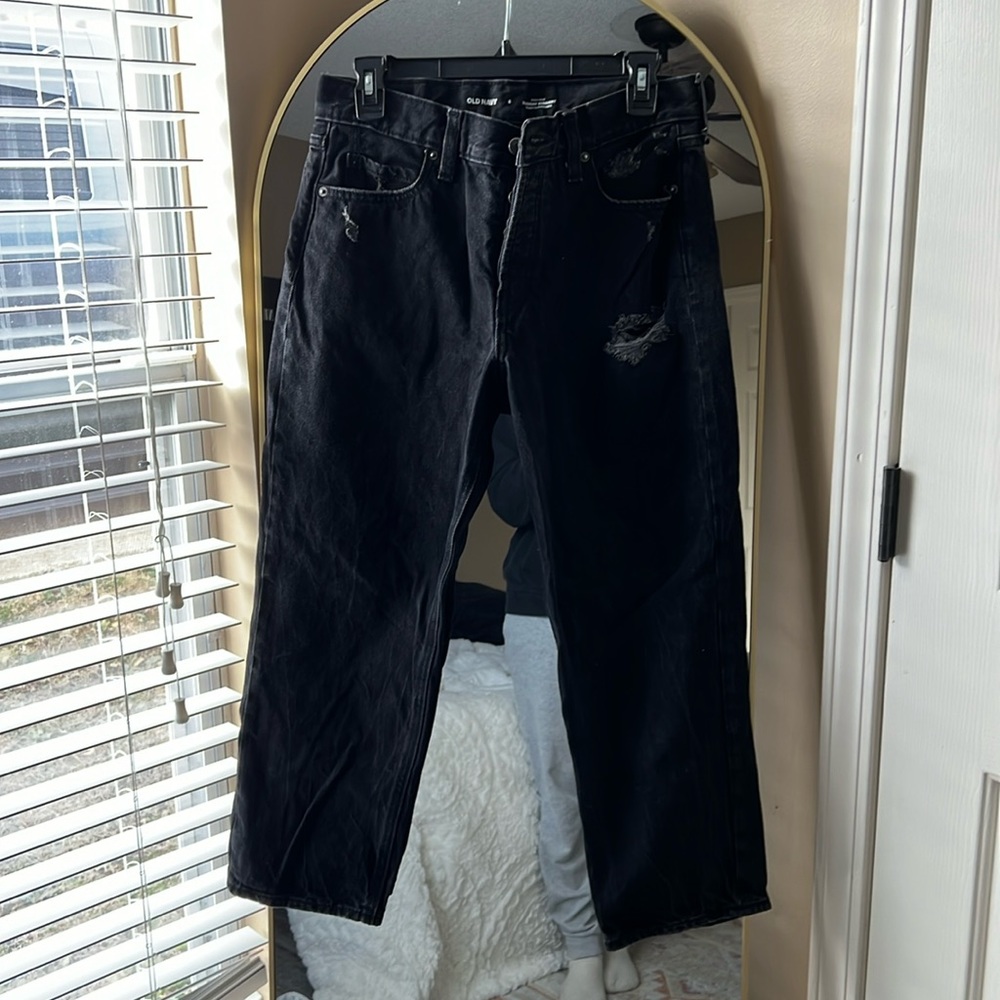Black Slouch Straight High Rise Jeans
